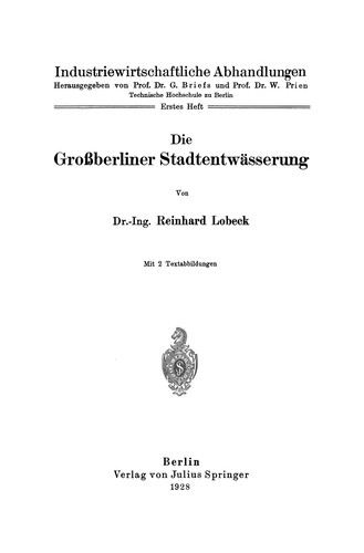 Cover for Die Großberliner Stadtentwässerung