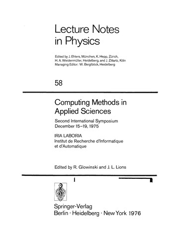 Cover for Computing methods in applied sciences and engineering