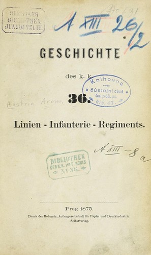 Cover for Geschichte des k. k. 36. Linien-Infanterie-Regiments