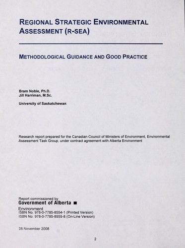 Cover for Regional strategic environmental assessment (R-SEA)