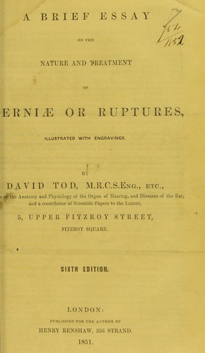 Cover for A brief essay on the nature and treatment of herniae or ruptures