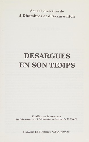 Cover for Desargues en son temps