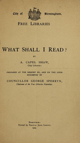 Cover for ... What shall I read?