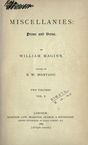 Cover for Miscellanies