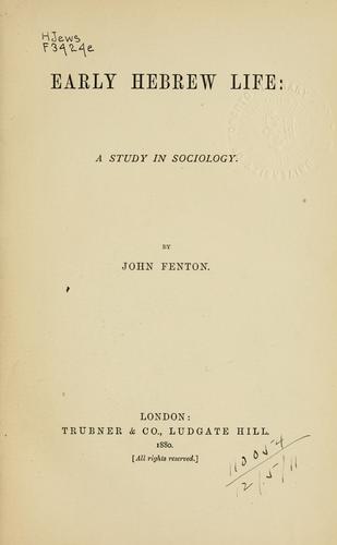 Cover for Early Hebrew life