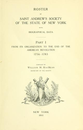 Cover for Roster of Saint Andrew's society of the state of New York