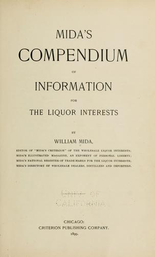 Cover for Mida's compendium of information for the liquor interests