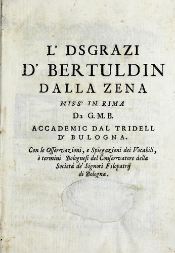 Cover for L'dsgrazi d'Bertuldin dalla Zena