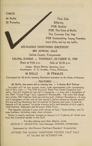 Cover for Check 46 bulls, 28 females