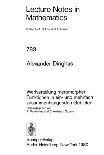 Cover for Wertverteilung meromorpher Funktionen in ein-und mehrfach zusammenhängenden Gebieten