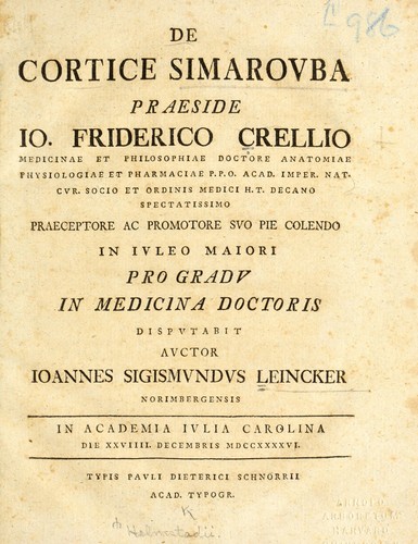 Cover for De cortice Simarouba