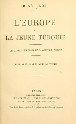 Cover for L'Europe et la Jeune Turquie