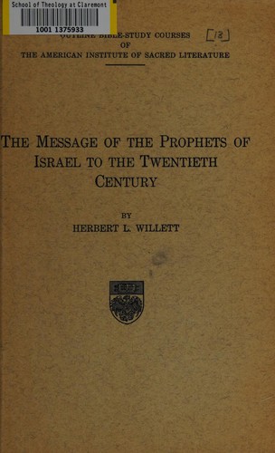 Cover for The message of the prophets of Israel to the twentieth century