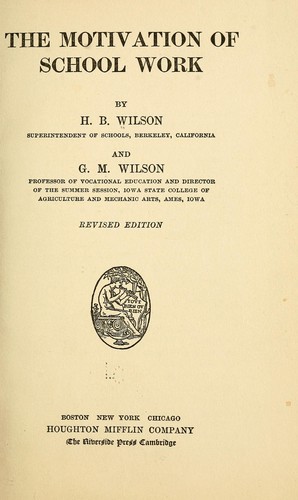 Cover for The motivation of school work