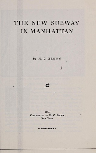 Cover for The new subway in Manhattan
