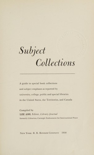 Cover for Subject collections