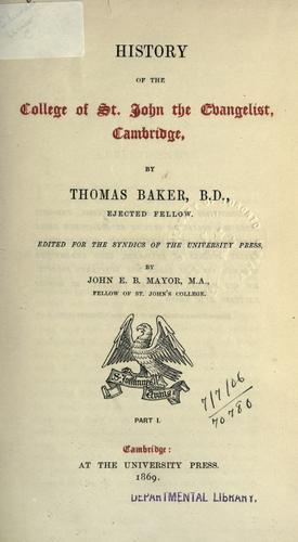 Cover for History of the College of St. John the Evangelist, Cambridge