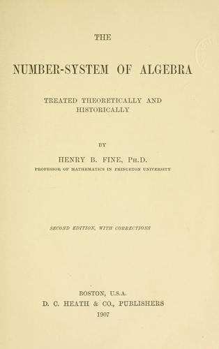 Cover for The number-system of algebra