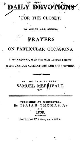 Cover for Daily Devotions for the Closet: To which are Added Prayers on Particular Occasions