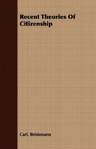 Cover for Recent Theories Of Citizenship
