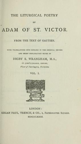 Cover for The liturgical poetry of Adam of St. Victor