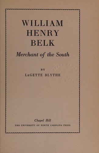 Cover for William Henry Belk