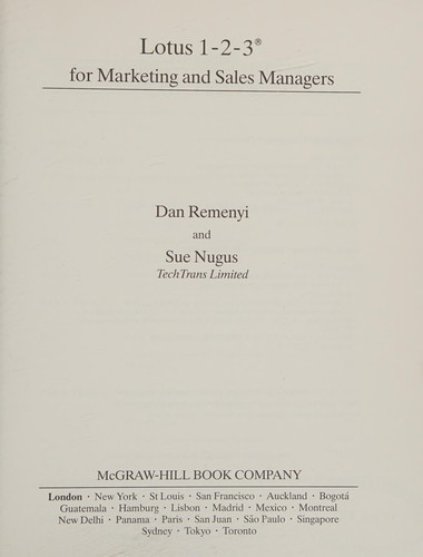Cover for Lotus 1-2-3 for marketing and sales managers