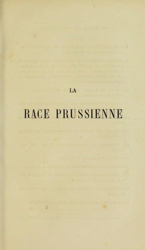 Cover for La race Prussienne ...