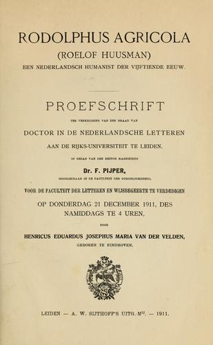 Cover for Rodolphus Agricola (Roelof Huusman)