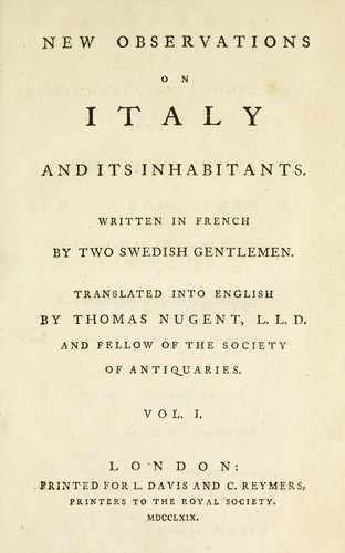 Cover for New observations on Italy and its inhabitants