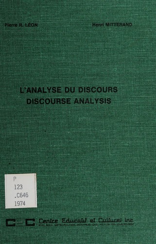 Cover for L' analyse du discours =