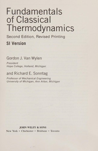 Cover for Fundamentals of classical thermodynamics