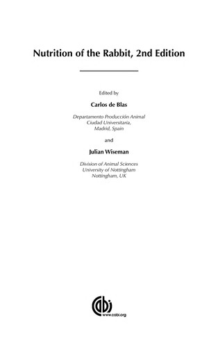 Cover for Nutrition of the rabbit