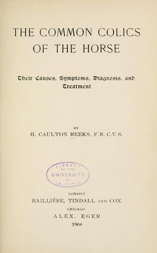 Cover for The common colics of the horse