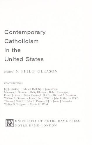 Cover for Contemporary Catholicism in the United States