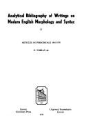 Cover for Analytical Bibliography of Writings on Modern English Morphology and Syntax
