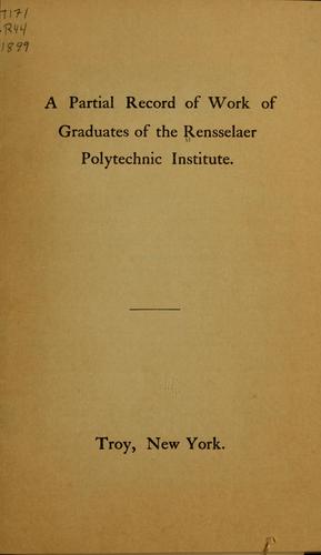 Cover for A partial record of work of graduates of the Rensselaer polytechnic institute