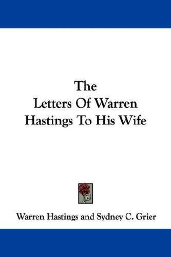 Cover for The Letters Of Warren Hastings To His Wife