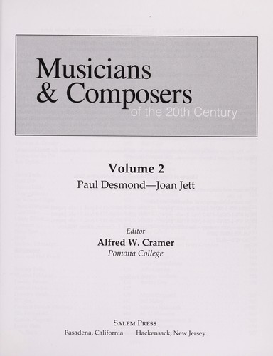 Cover for Musicians and composers of the 20th century