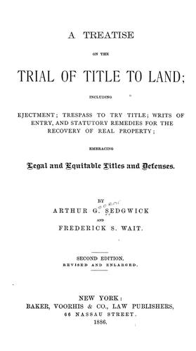 Cover for A treatise on the trial of title to land