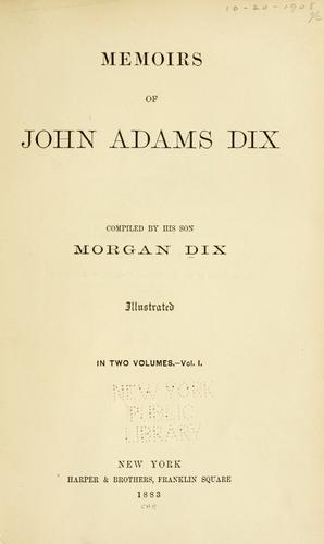 Cover for Memoirs of John Adams Dix