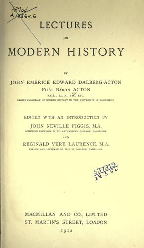 Cover for Lectures on modern history.