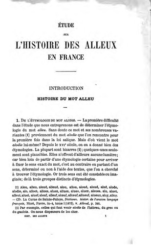 Cover for Édtude sur l'histoire des alleux en France avec une carte des pays allodiaux