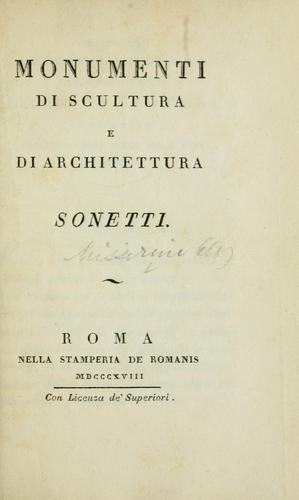 Cover for Monumenti di scultura e di architettura