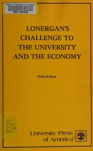 Cover for Lonergan's Challenge to the University and the Economy