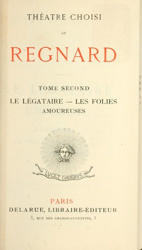 Cover for Théâtre choisi de Regnard