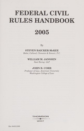Cover for Federal Civil Rules Handbook 2005
