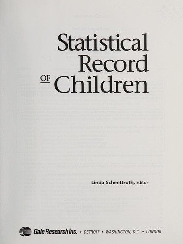 Cover for Statistical Record of Children