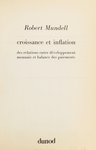 Cover for Croissance et inflation
