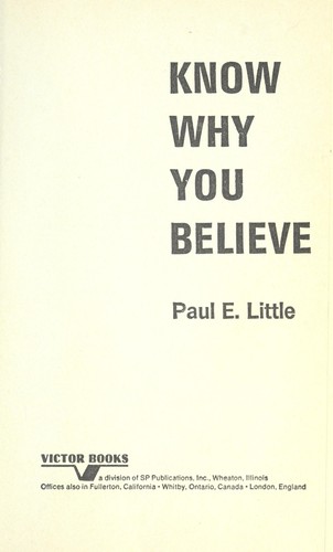 Cover for Know why you believe
